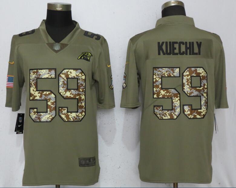 Men Carolina Panthers #59 Kuechly Olive Camo Carson 2017 Salute to Service Limited Nike NFL Jerseys->carolina panthers->NFL Jersey